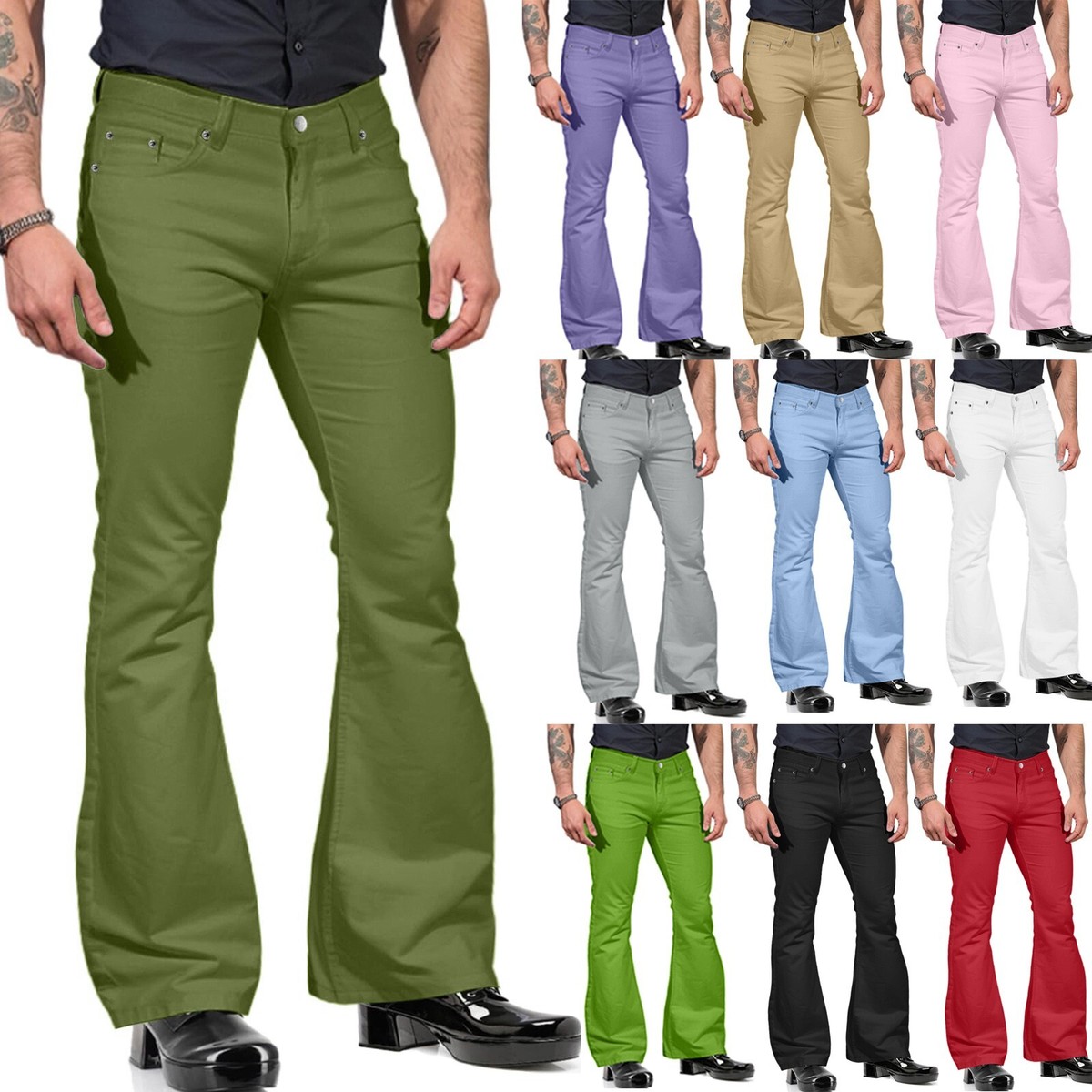 Bell Bottoms Pantalones De Campana De Hombre Men's Stretch Bell