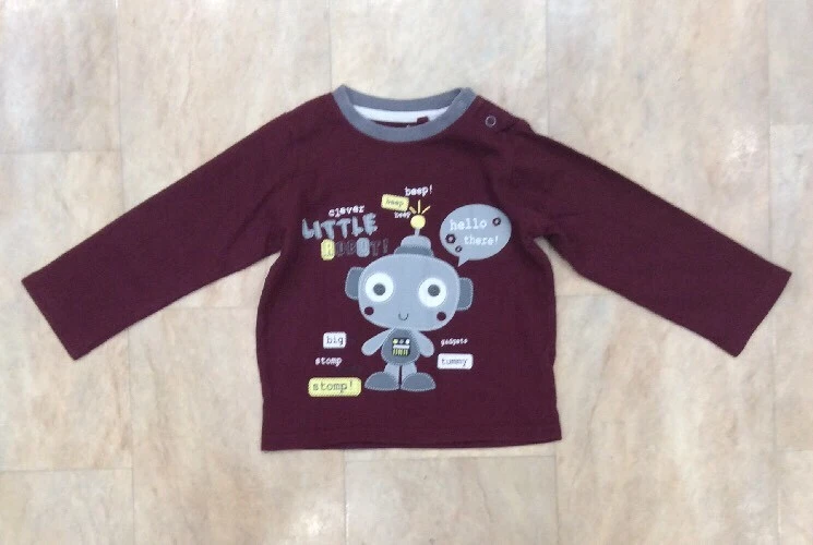 Baby Boys TU Clothes Bundle Long Sleeve Tops Striped Robot Age 12 - 18 Months - Image 2 of 4