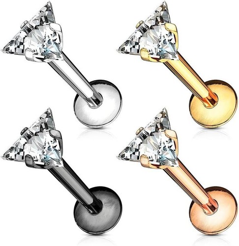 Lot de 4 Piercing Labret Monroe en Acier Chirurgical 316 L et Oxyde de Zirconium - Picture 3 of 3