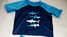 Boys Bathing Suit Rashguard Top Shark Design Size 18 months New