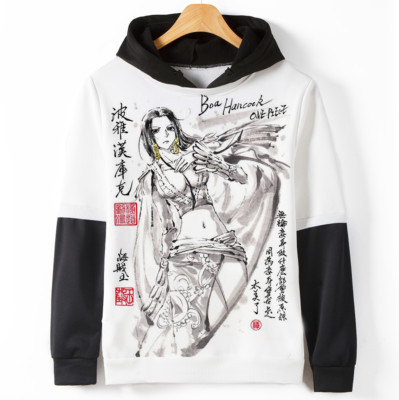 Cosplay One Piece Boa Hancock Kapuzen Sweatshirt Langarm T-Shirt Hoodie  Pullover