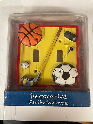 Borders Unlimited 3D Double Toggle Switch Wall Plate Cover Let's Play Ball