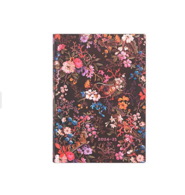 Paperblanks Diary, 2025 Floralia, 13 Months Flexis, Daily, Midi, 12 x 17.5