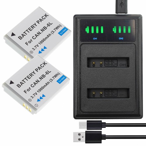 Battery NB-6L /USB DUAL Charger For Canon NB-6LH PowerShot D10 D20 D30 S95 SD980 - Picture 17 of 33