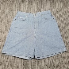 Vtg CHIC High Waist Striped Denim Jean Shorts - 18 Blue White Retro Mom