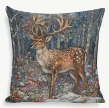 Deer Sika Elk Nature Scene Christmas Double Sided Throw Pillow Cover Home Decor