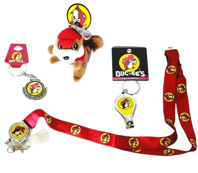 Bucees Gas Station Keychain Souvenir Lot 4 Buc-ee's Lanyard Nail Clip Plush New