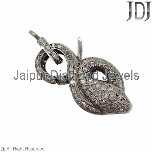 Fermoir à l'infini avec diamants pavés : argent 925 oxydé