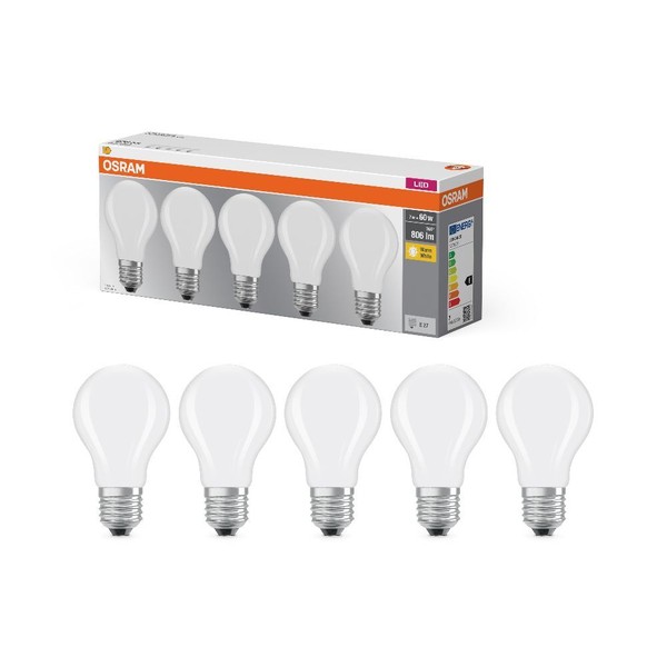 5Er Pack Osram Led Base Classic Matt Filament Lampe A60 E27 7W 2700K Wie 60W-image