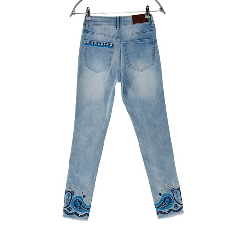 DESIGUAL Women Blue Slim Fit Ankle Zip Jeans Size W24 UK 6 IT 38 - Picture 2 of 15