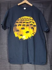 Space Invaders Game Midnight Silhouette Men's Black T-shirt Size L Tee Large