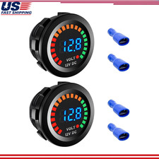 2 Pcs 12v Dc Led Digital Voltmeter Waterproof Round Panel Battery Tescolor 12v