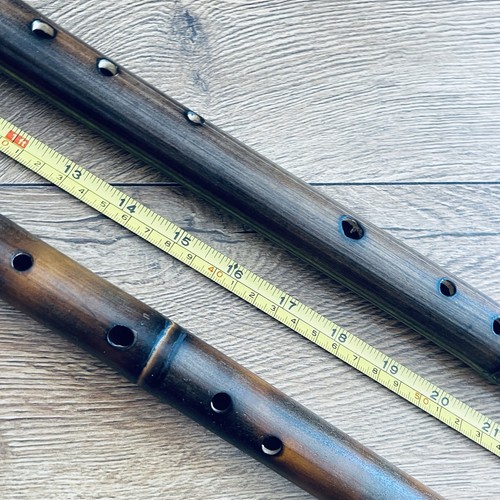 Handmade Vintage Bamboo Long Flute Pair 2 Flutes Unique Musical Instruments 76cm - Picture 6 of 24