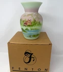Fenton Art Glass Signed S. Waters Burmese Vase George Washington