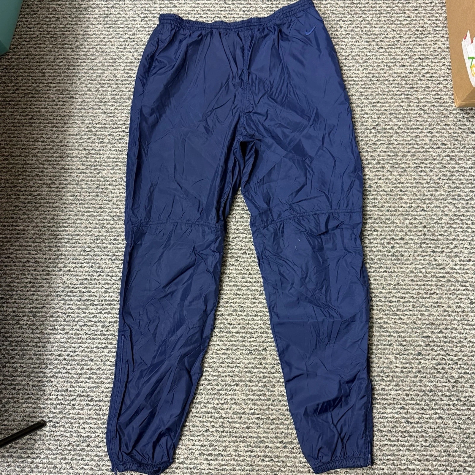 Vintage Nike Track Pants Mens Large Blue Windbreaker 90s Ankle Zip Drawstring