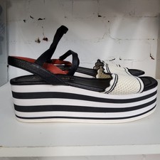 Kate SPADE black And White Stripe Flatform Sandals Size 41