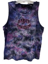 Vintage Harley Davidson Tank Top Sleeveless Women's M Made in USA Tie Dye Cotton