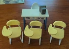Vintage Mattel Barbie Furniture 1990 3 Student Desk Chairs, teacher desk, Chair