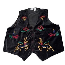 Vintage Bobbie Brooks Christmas Embroidered Vest - Black - 22W/24W - Preowned