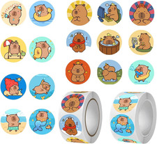 1000Pcs Cute Capybara Stickers Rolls for Water Bottles, Notebooks, and Clothes