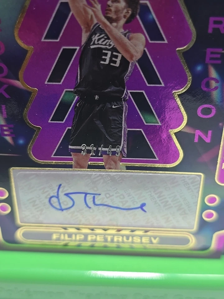 2023-24 Recon Filip Petrusev Rookie Recon Purple Auto /49 - Image 2 of 3