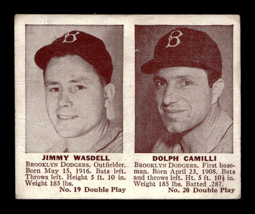 Jimmy Wasdell, Dolph Camilli Baseball Cards 1941 Double Play trading card — raw and PSA graded price guide