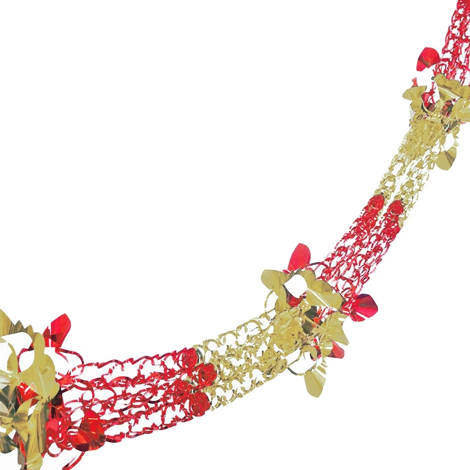 WIDDLE WONDERLAND Christmas Foil Ceiling Decorations 2 Tone Red / Gold - 30cm x 2.7M Garland