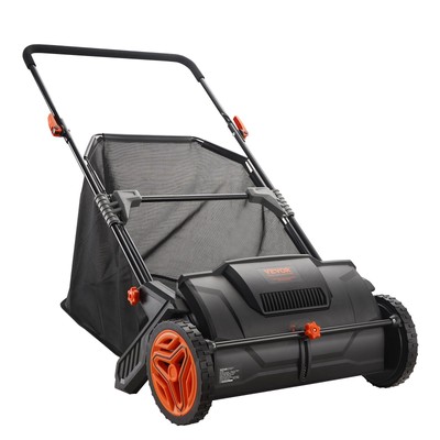 Push Lawn Sweeper 21-inch Leaf Grass Collector Strong Rubber Wheels 3.5 cu. ft