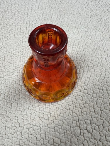 Vintage Antique L E Smith Moon & Stars Amberina 4 ½” Single Light Candlestick - Picture 5 of 5