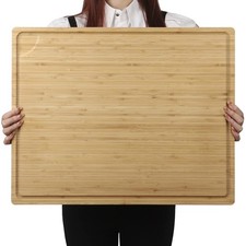 Extra Large 100 Organic Bamboo Cutting Board, 24x18 Inch Butcher Block Chopp...
