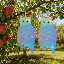 2Pcs Owl Shaped Reflective Plastic Bird Repellent for Outdoor Garden Use