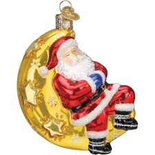 Old World Christmas Glass Blown Ornament, Moonlight Santa (With OWC Gift Box)