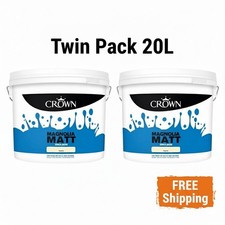 Crown Magnolia Matt Emulsion Paint 20L (2 × 10L) – Interior Walls & Ceilings 2.15 per litre
