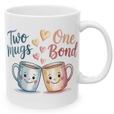 Two Mugs One Bond Matching Friendship Coffee Mug Set for Best Friends
