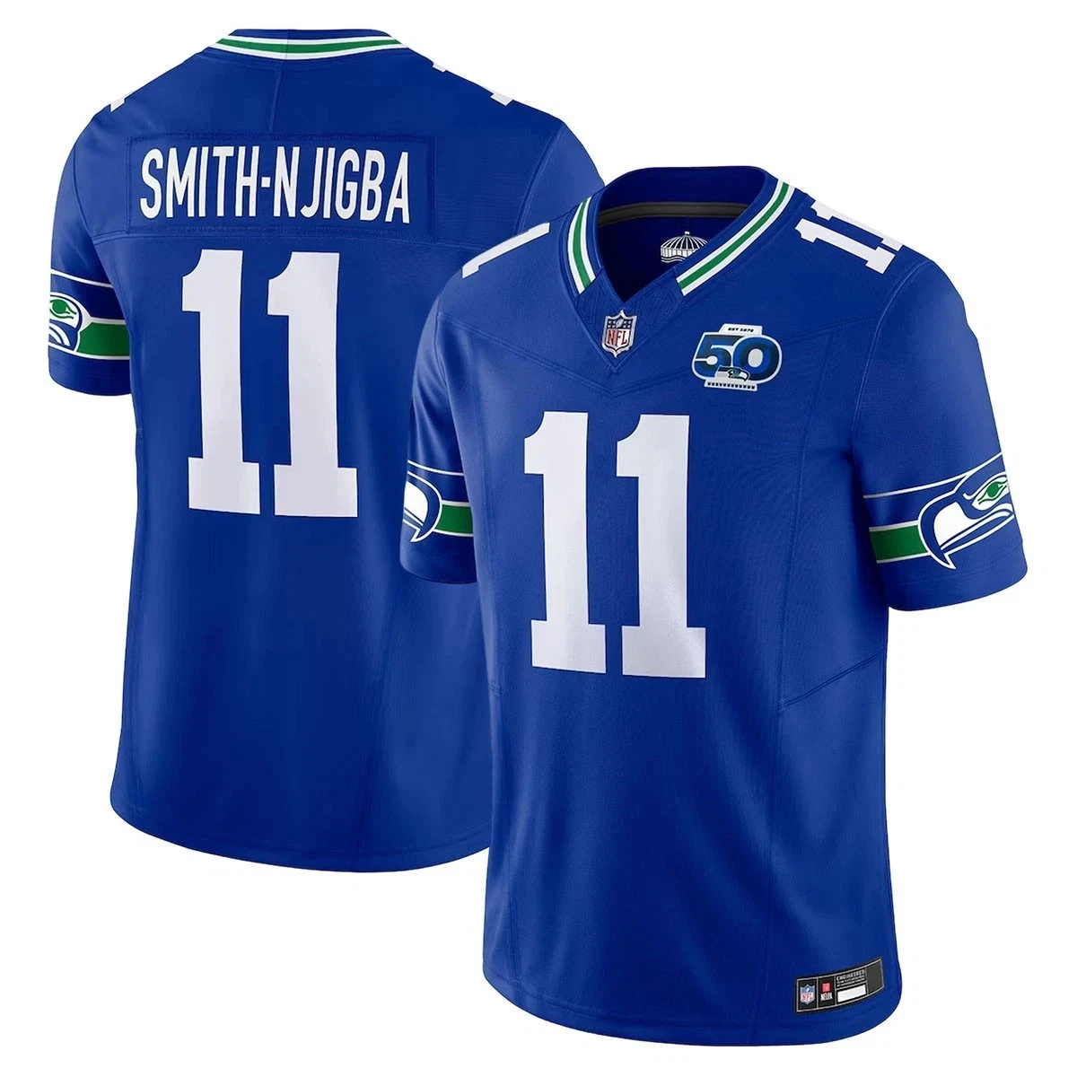 Men's Seahawks Jaxon Smith-Njigba #11 50th Season Football Jersey
