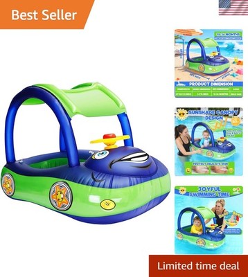 Inflatable Baby Pool Float with Canopy, Safty Seat for Infant Baby Swim Float...