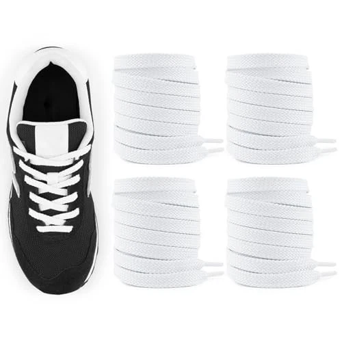 2 paia di lacci piatti per sneakers New Balance 5 16" (8 mm) 54" 140 cm bianco