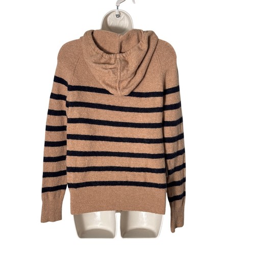 J. Crew Zip-Up Stripe Hoodie Sweater in Supersoft Yarn Brown and Black Size M - Picture 4 of 9