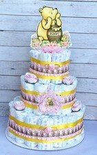 3 Tier Winnie The Pooh Diaper Cake Baby Shower Girl