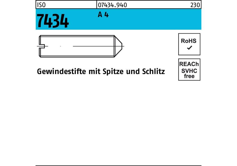 Рейхерный подъемник ISO 7434 m.Spitze/Schlitz M 6 x 10 A 4