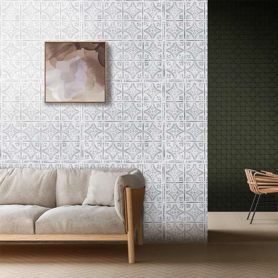 Azulejos de parede de estanho 24X24 pregos, risers de escada, azulejos de teto de metal, pacote com 5 (antigos - Imagem 4 de 4