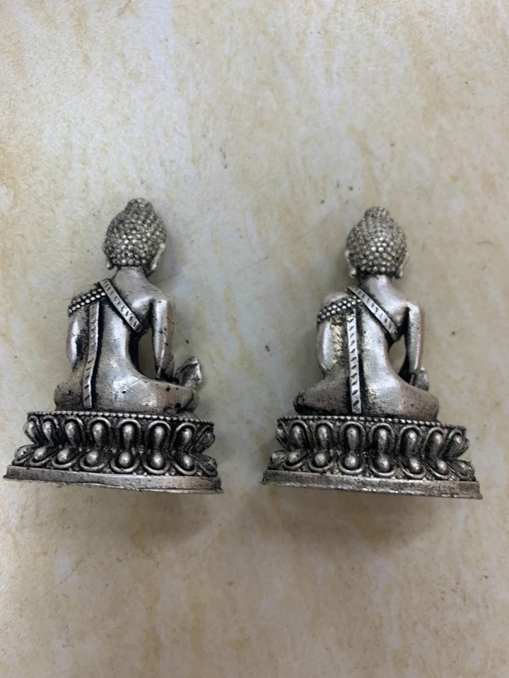 2件装精美藏银手工制作*释迦牟尼佛*雕像 — 第 2/4 张图片