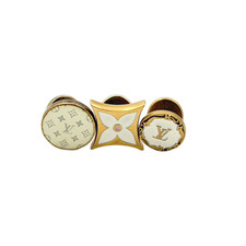 6889 - Louis Vuitton Bouton de Manchette Cufflinks 3-Piece Monogram &Enamel Gold