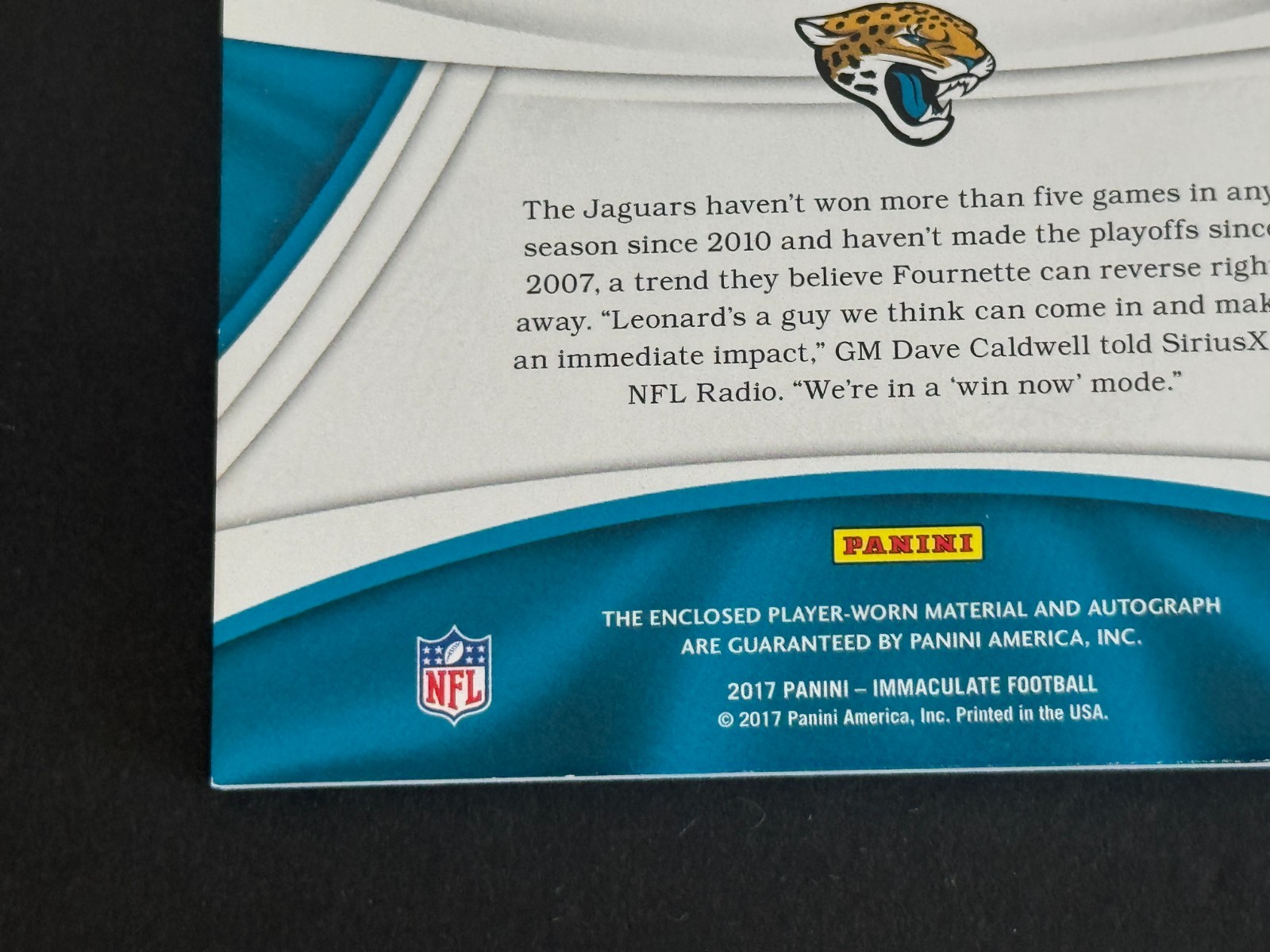 Leonard Fournette 2017 Immaculate Dual RC Patch Auto #ed 47 /49 view 10