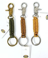 NEW FOSSIL BRASS,SILVER TONE,PETE GREEN,BROWN,GOLD BRAIDED KEY FOB,RING