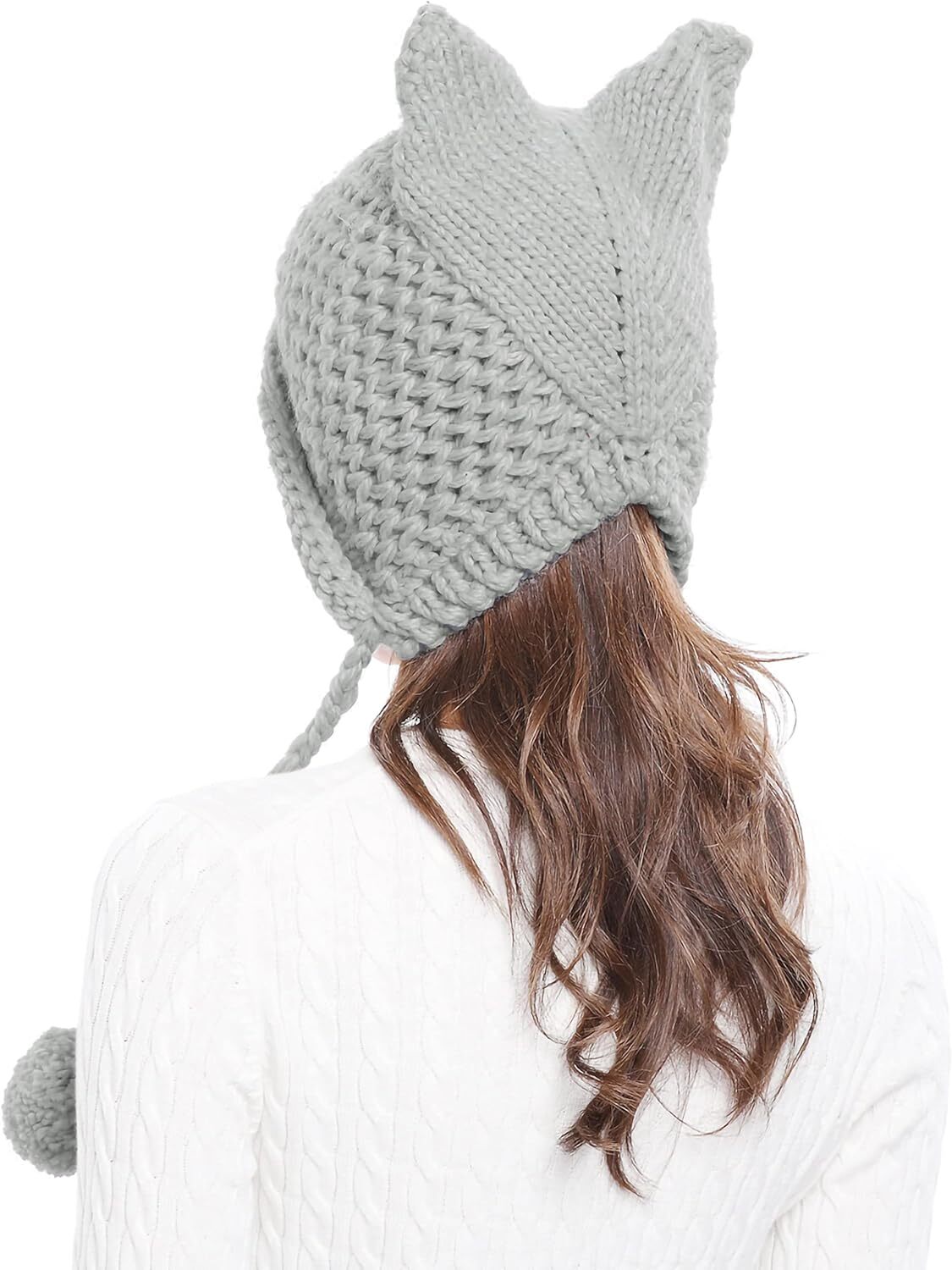 Bellady Winter Cute Cat Ears Knit Hat Ear Flap One SizeMedium, Light
