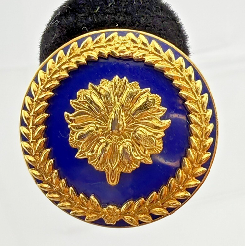 Vintage MMA 80's Clip On Earrings Cobalt Blue Signed Gold Tone "Age of Napoleon" - Picture 3 of 14