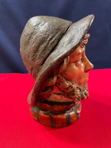 ANTIQUE PETITE AUSTRIA POTTERY TOBACCO JAR HUMIDOR HANDSOME FISHERMAN SGND BU - Picture 2 of 8