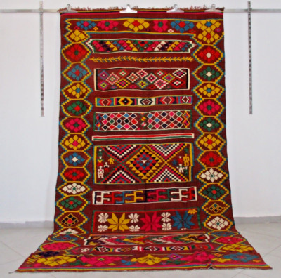Marokkanischer Handgeknüpfter Vintage Teppich Kelim Vorleger Wolle Tribal Azi...