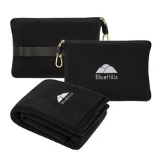 BlueHills Travel Blanket Pillow Compact Lightweight Airplane Black